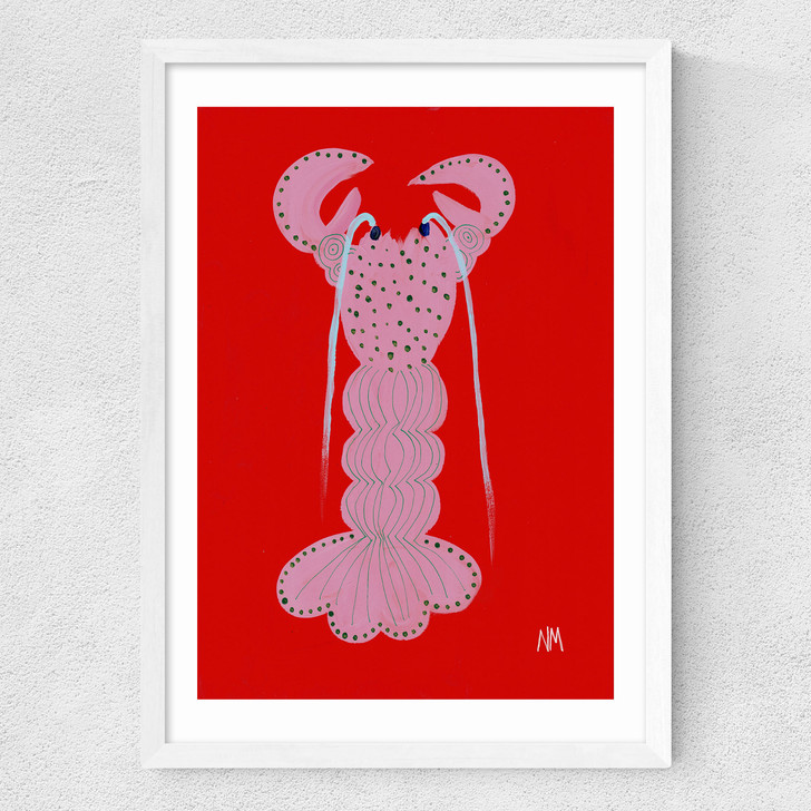 Pink Lobster Medium White Frame