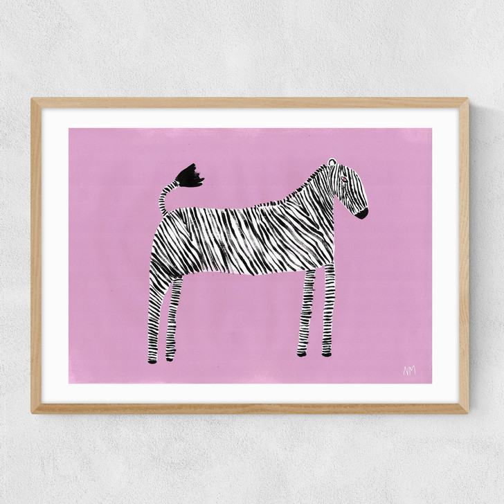 Zebra by Nancy McKie Narrow Oak Frame