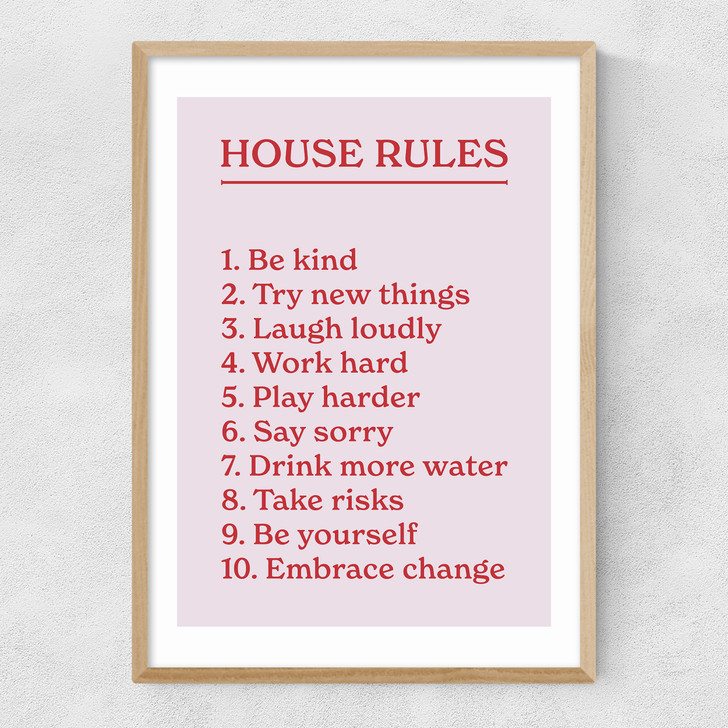 House Rules by The Native State Narrow Oak Frame