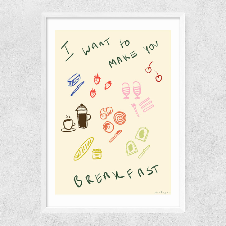 I Want To Make You Breakfast Narrow White Frame