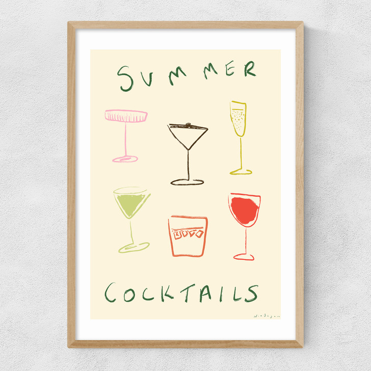 Summer Cocktails Narrow Oak Frame