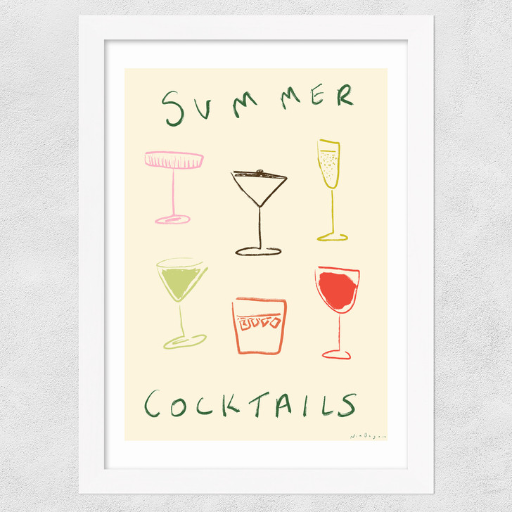 Summer Cocktails Wide White Frame