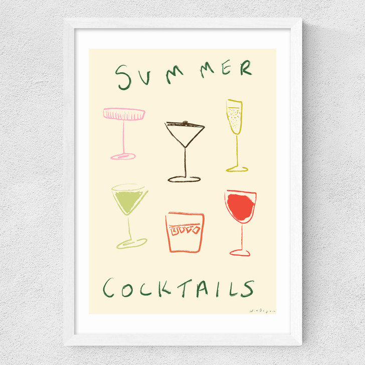 Summer Cocktails Medium White Frame