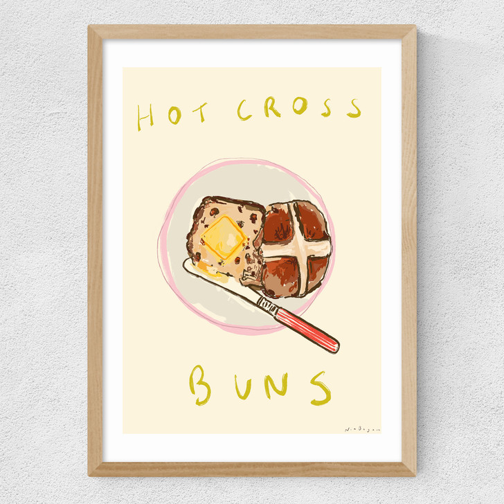 Hot Cross Bun Medium Oak Frame