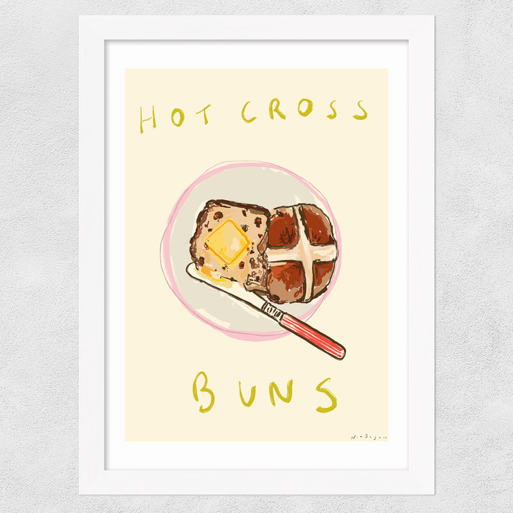 Hot Cross Bun Wide White Frame