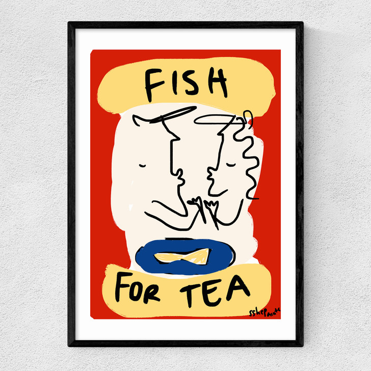 Fish For Tea Narrow Black Frame