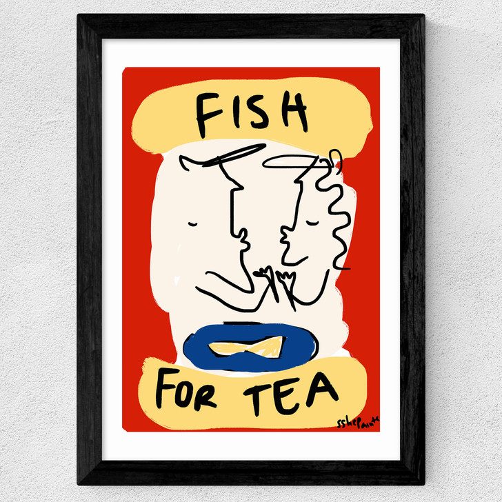 Fish For Tea Wide Black Frame