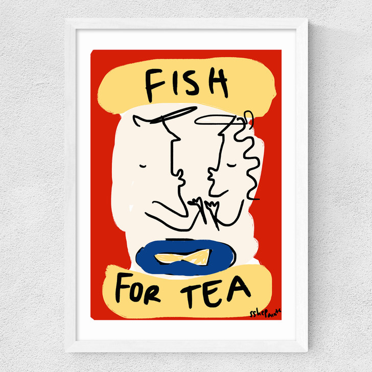 Fish For Tea Medium White Frame