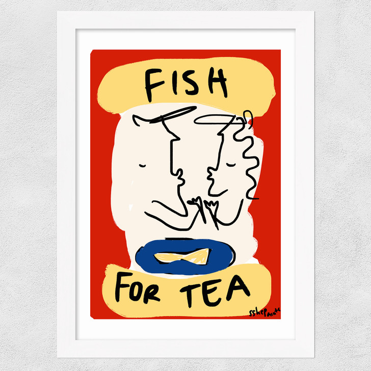 Fish For Tea Wide White Frame