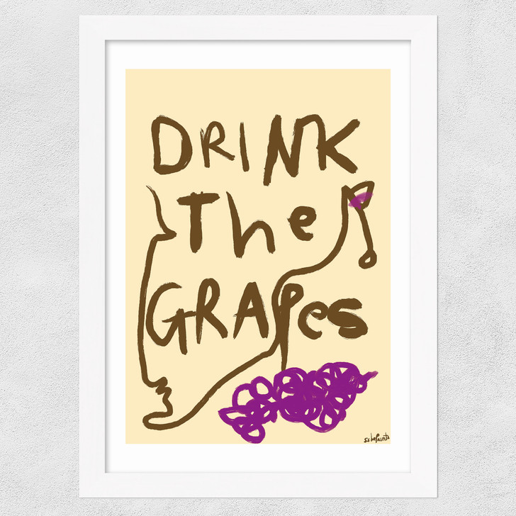 Drink The Grapes Wide White Frame