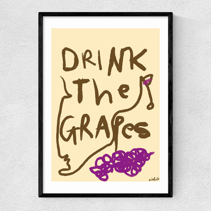 Drink The Grapes Narrow Black Frame