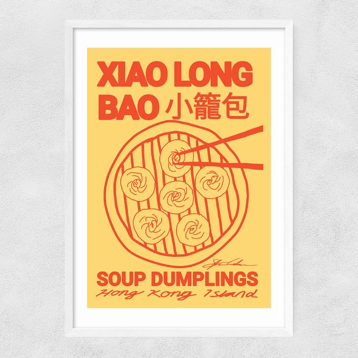 Soup Dumplings Narrow White Frame