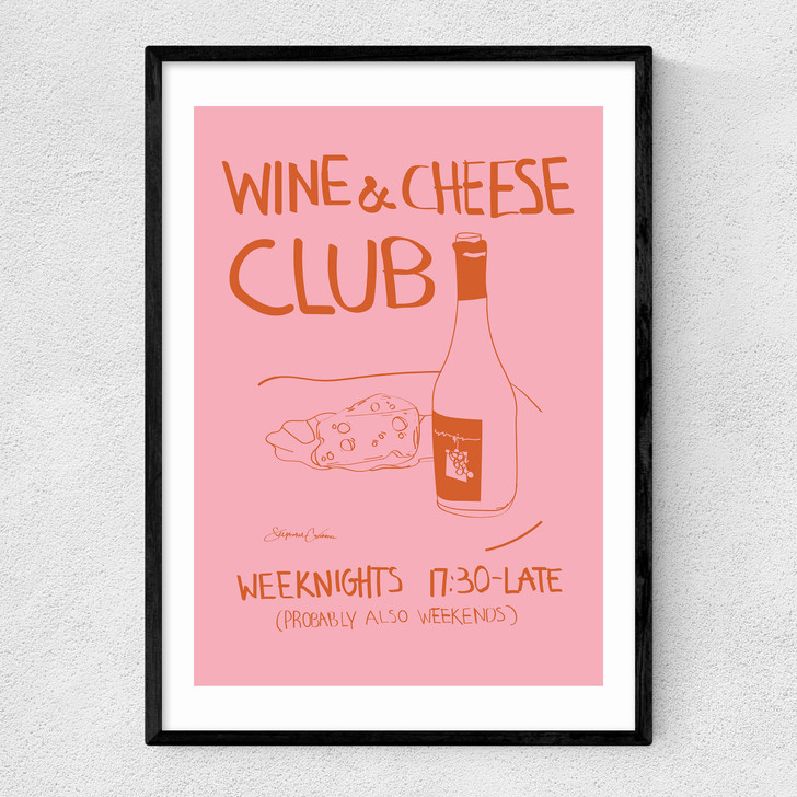 Wine and Cheese Club Narrow Black Frame