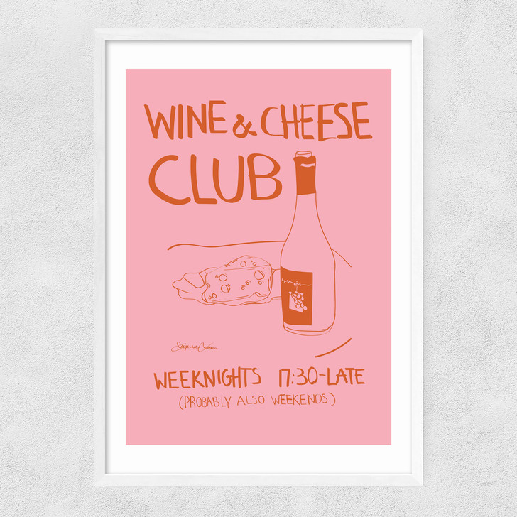 Wine and Cheese Club Narrow White Frame