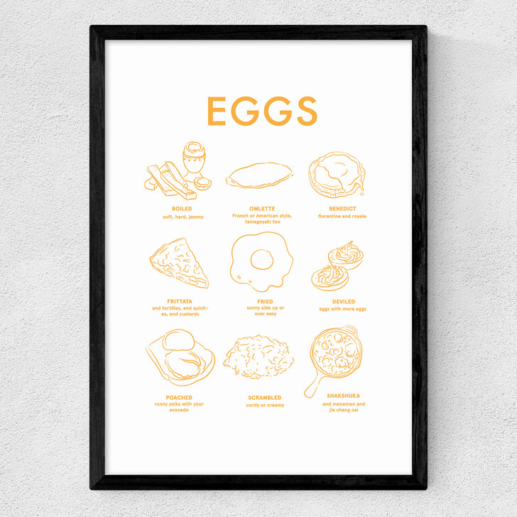 Eggs (Yellow on White) II Medium Black Frame