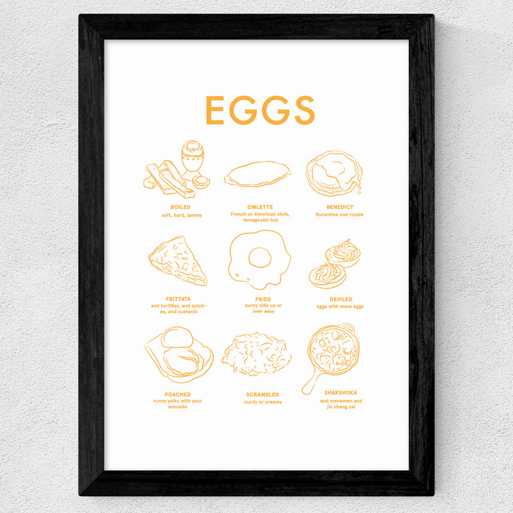 Eggs (Yellow on White) II Wide Black Frame