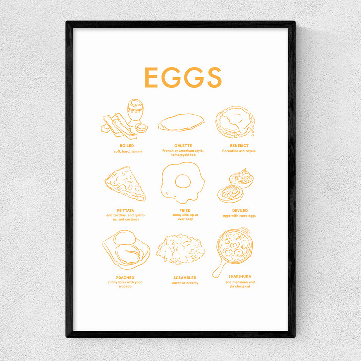 Eggs (Yellow on White) II Narrow Black Frame