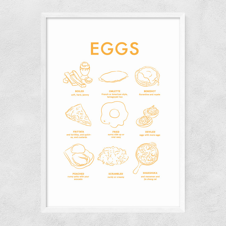 Eggs (Yellow on White) II Narrow White Frame