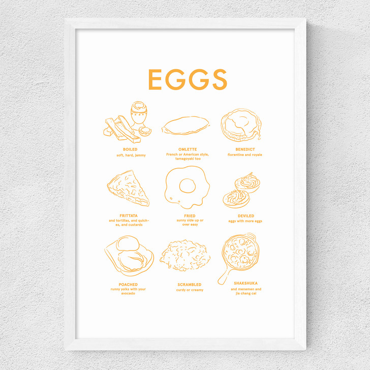 Eggs (Yellow on White) II Medium White Frame