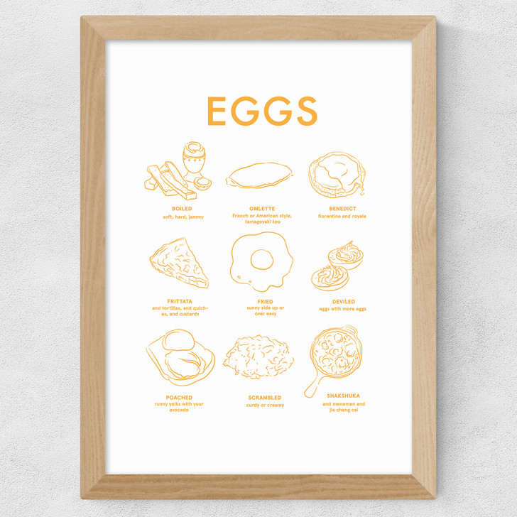 Eggs (Yellow on White) II Wide Oak Frame