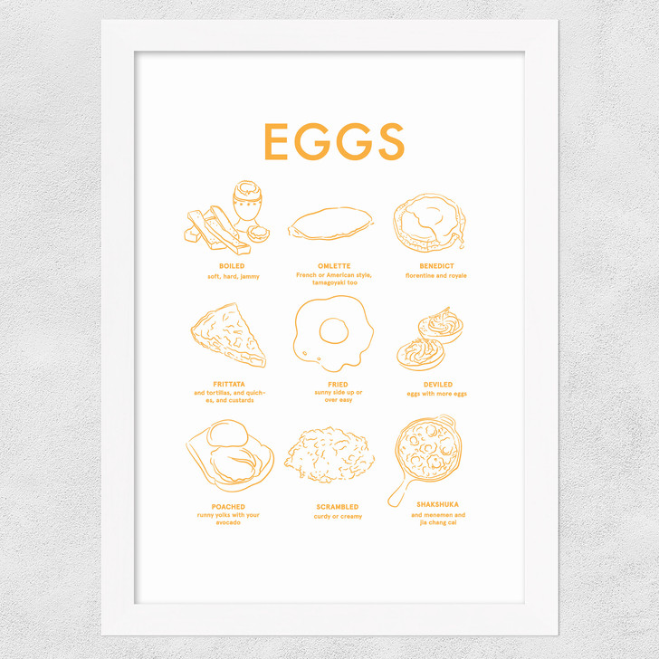Eggs (Yellow on White) II Wide White Frame