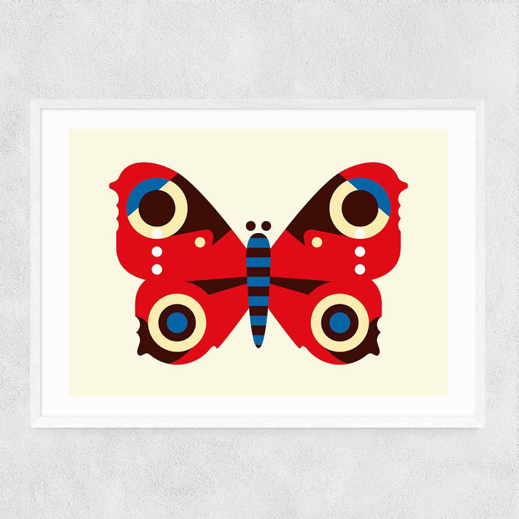 Red Butterfly LS Narrow White Frame Red Butterfly LS Narrow White Frame