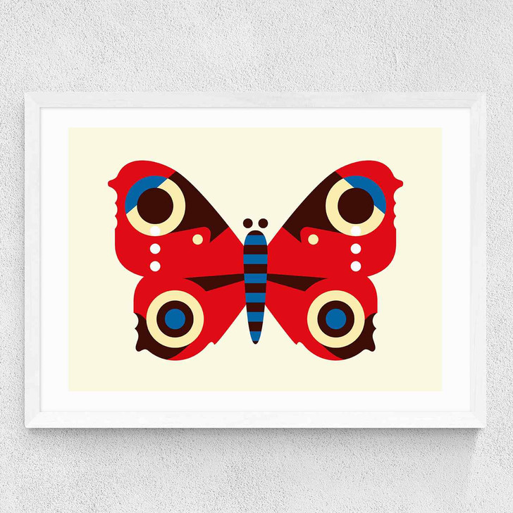 Red Butterfly LS Medium White Frame Red Butterfly LS Medium White Frame