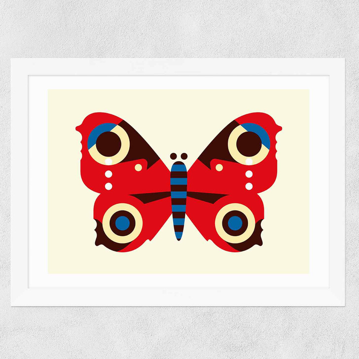 Red Butterfly LS Wide White Frame Red Butterfly LS Wide White Frame