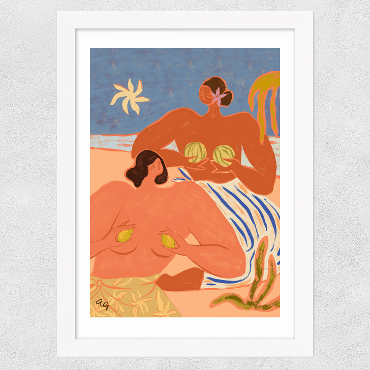 Lemon And Melon Wide White Frame Lemon And Melon Wide White Frame