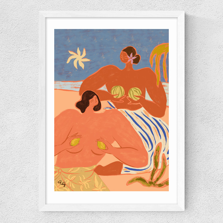 Lemon And Melon Medium White Frame