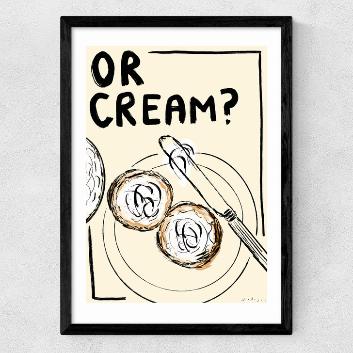 cream art print by nia beynon in black frame