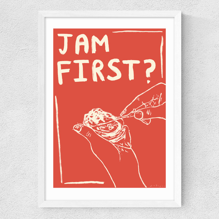 jam art print by nia beynon in white frame