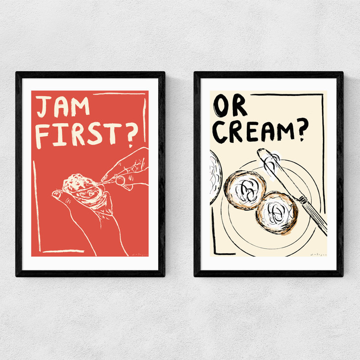 jam or cream art print set by nia beynon in black frame