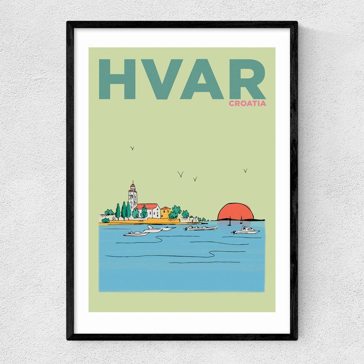 hvar art print by places and spaces art co in black frame