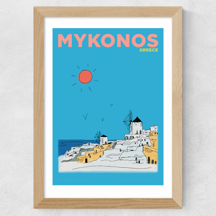 Mykonos, Greece Wide Oak Frame
