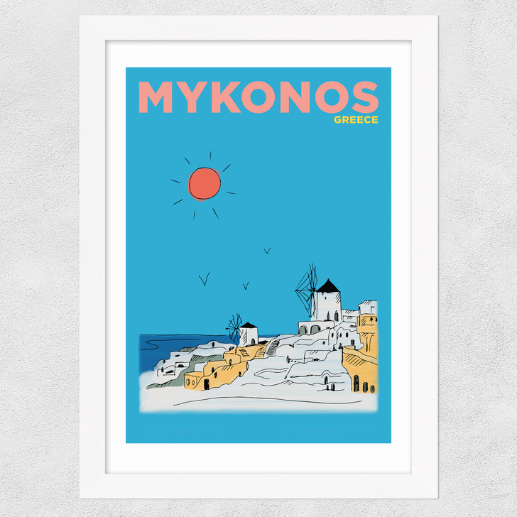 Mykonos, Greece Wide White Frame