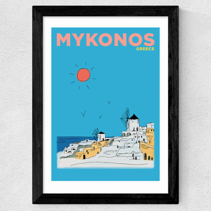 Mykonos, Greece Wide Black Frame