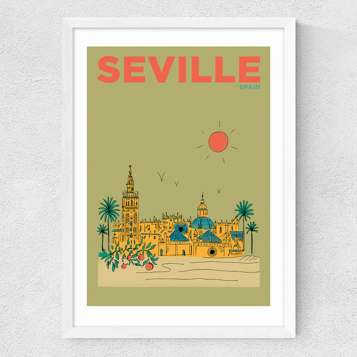 seville art print by places and spaces art co in white frame
