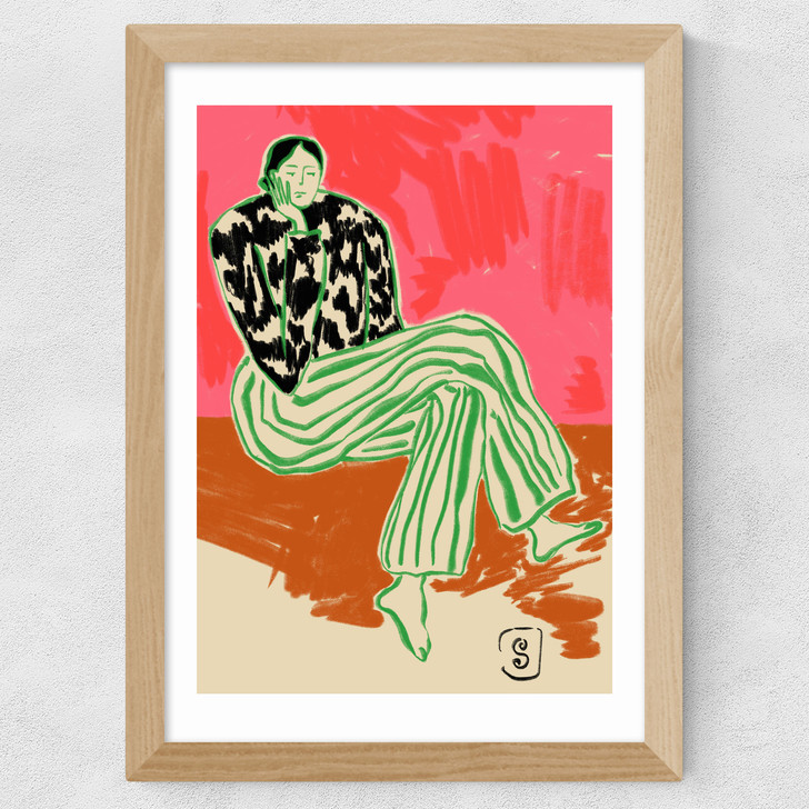 Calm Woman Wide Oak Frame Calm Woman Wide Oak Frame