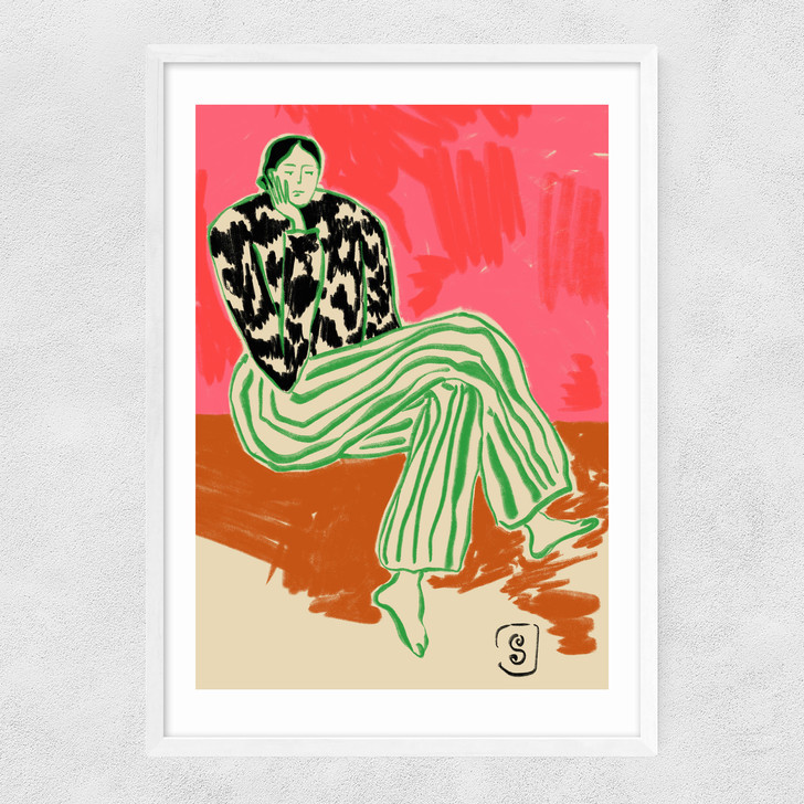 Calm Woman Narrow White Frame Calm Woman Narrow White Frame