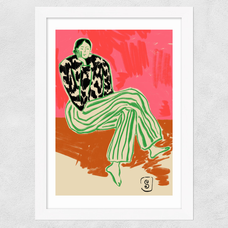Calm Woman Wide White Frame Calm Woman Wide White Frame