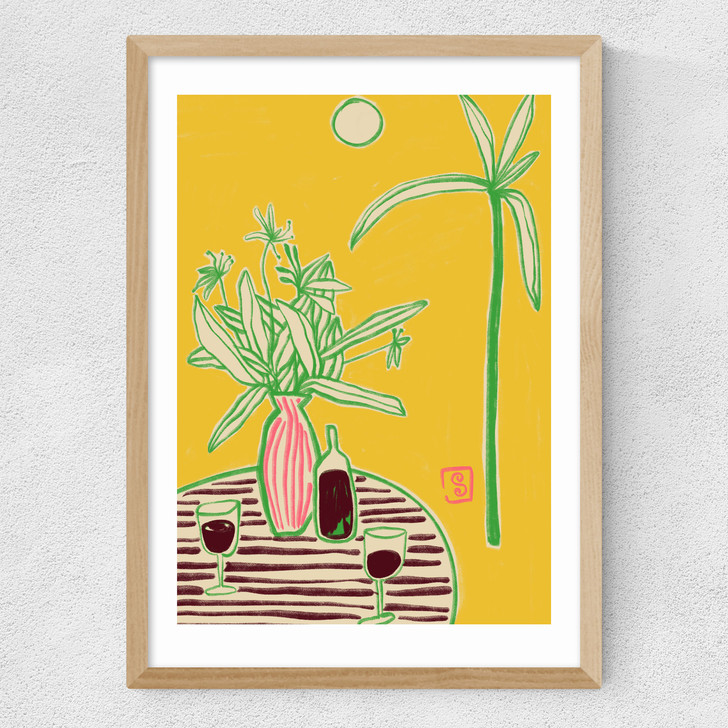 Conversation By The Sea Medium Oak Frame