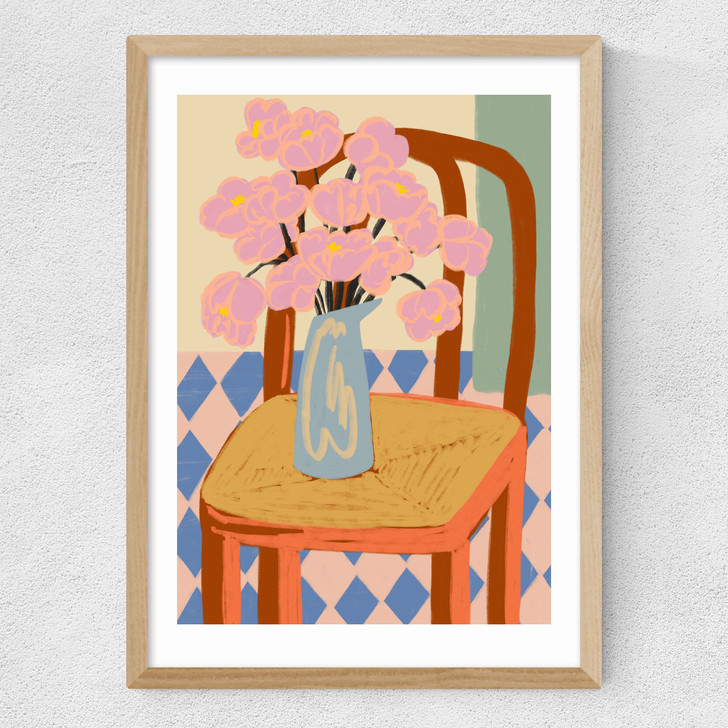 Flowers On A Chair Medium Oak Frame Flowers On A Chair Medium Oak Frame