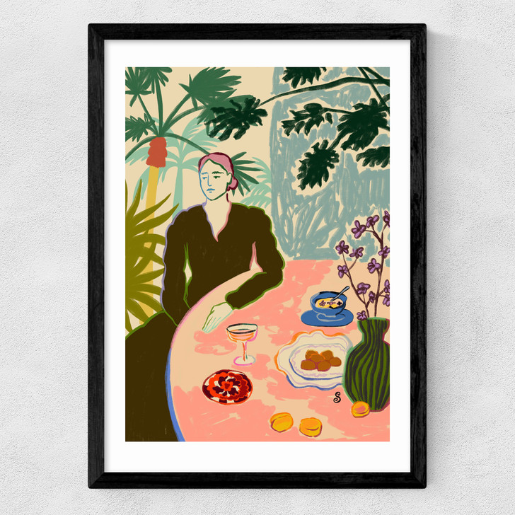tropical art print by sandra poliakov in black frame