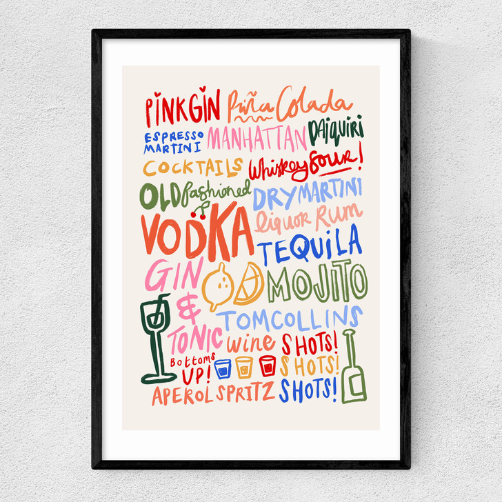 Colourful Cocktails Narrow Black Frame Colourful Cocktails Narrow Black Frame