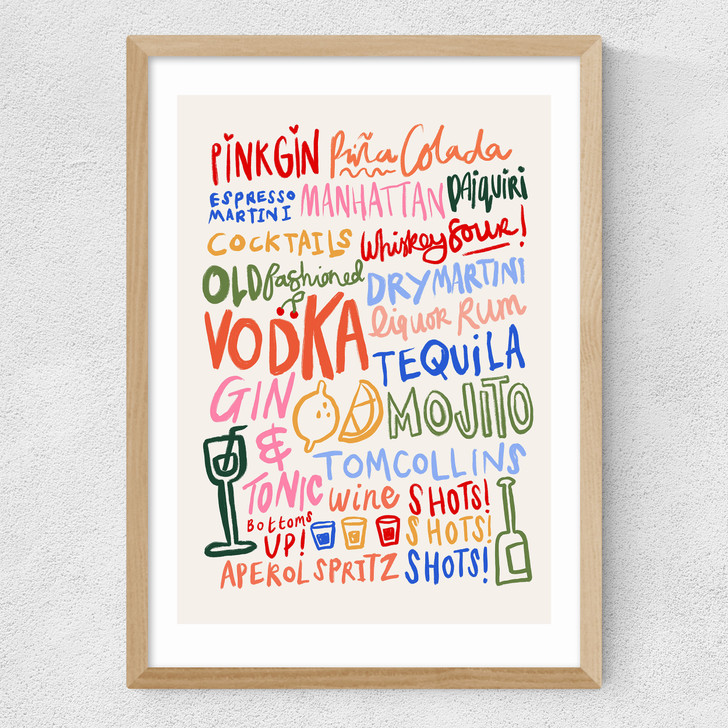 Colourful Cocktails Medium Oak Frame Colourful Cocktails Medium Oak Frame