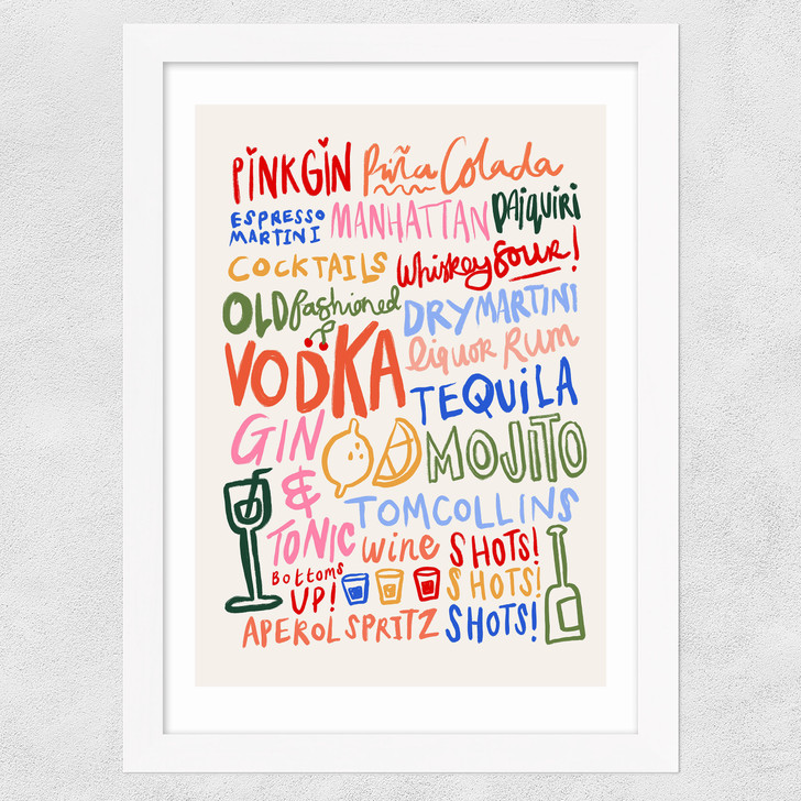 Colourful Cocktails Wide White Frame Colourful Cocktails Wide White Frame