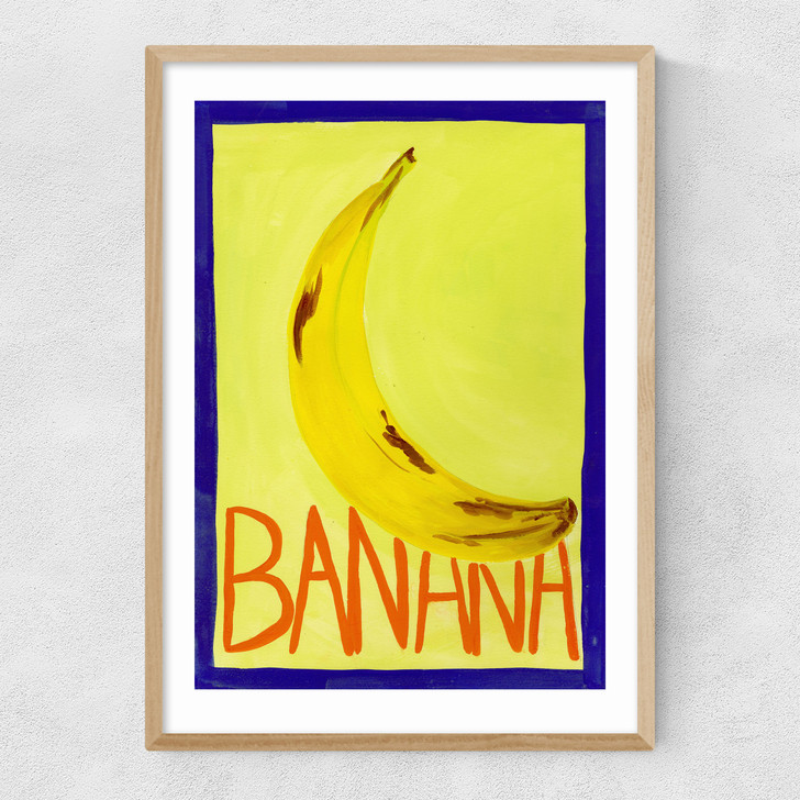 Yellow Banana Narrow Oak Frame