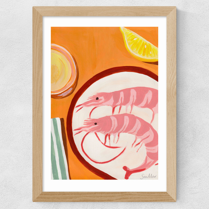 Giant Prawns and Vinho Verde Wide Oak Frame Giant Prawns and Vinho Verde Wide Oak Frame