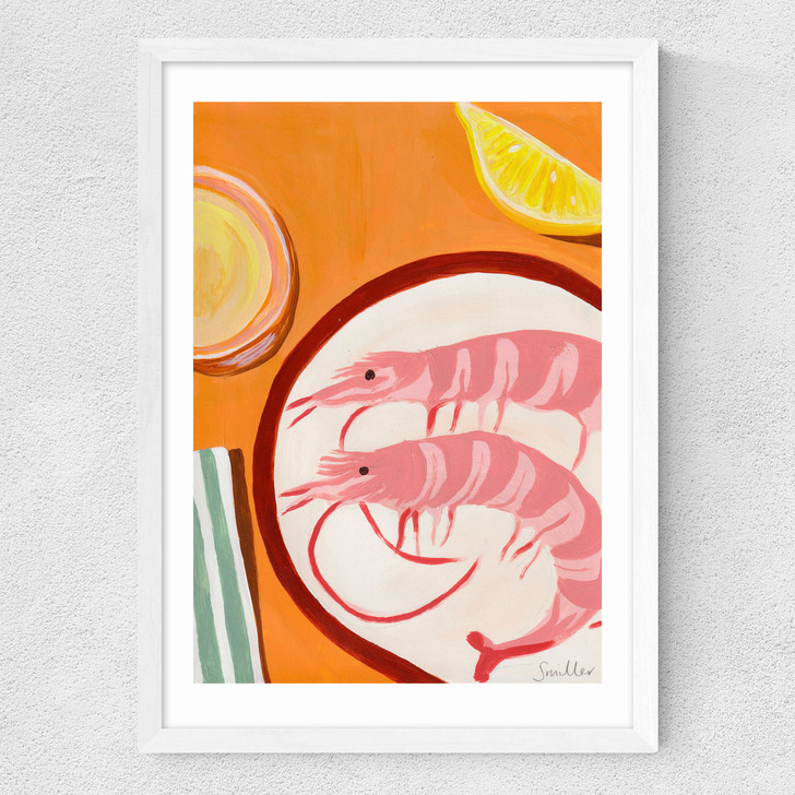 Giant Prawns and Vinho Verde Medium White Frame